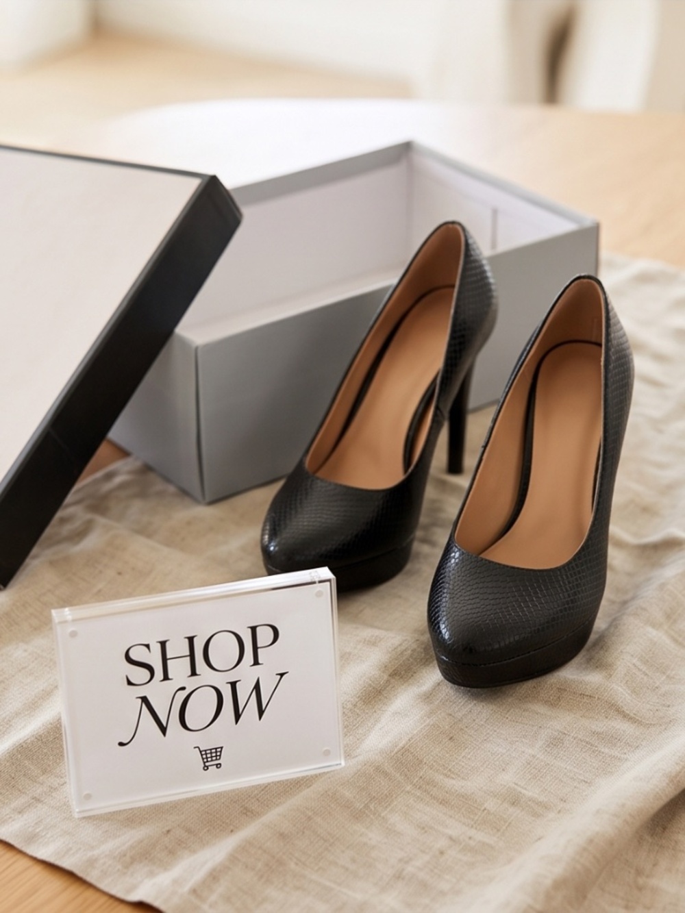 Stunning Black Textured Stiletto
